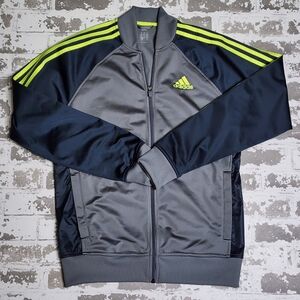 Adidas Jacket Active Wear Track Trainin Mens Small Green Gray Original 3 Stripes